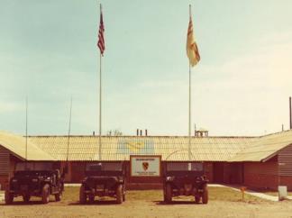 Headquarters building of the 1st Cavalry Division (Airmobile) in Phouc Vinh, South Vietnam.