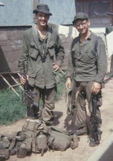 SOG Spike Team Ohio members Joe Parnar (left) and Tommy Carr after returning from a reconnaissance mission.