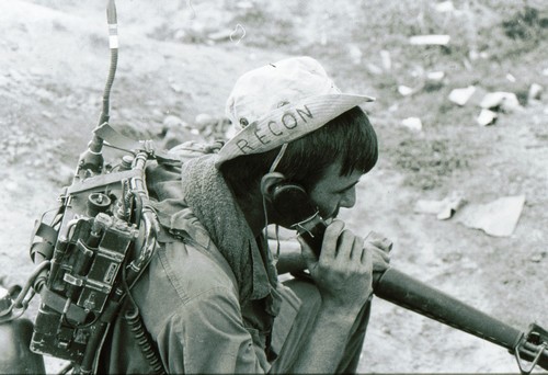 A Radio Telephone Operator (RTO) of the 196th Infantry Brigade (Light) carries his PRC-25 radio on a Lightweight Rucksack frame.