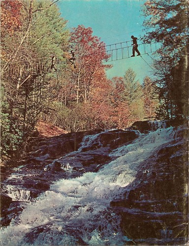 The back cover of the April 1968 edition of Army Digest featured a scene of Rangers crossing a rope bridge in the Blue Ridge mountains of northern Georgia.