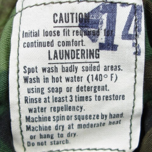 1969 dated ERDL boonie laundering instructions label.