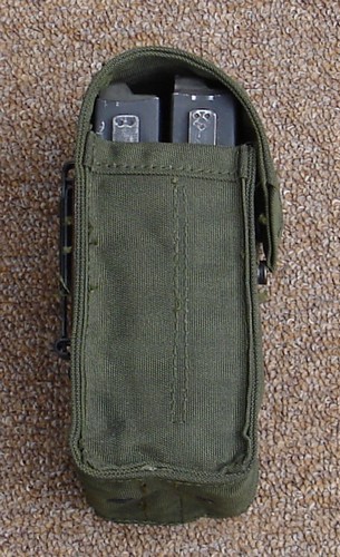 The XM1964 M-14V pouch could accommodate two M14 magazines, one behind the other.