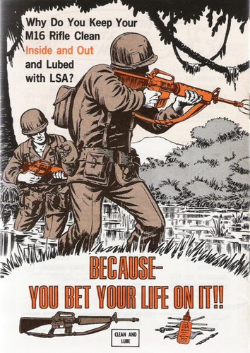 Back cover of the 1969 M16A1 Rifle Care and Preventive Maintenance manual.