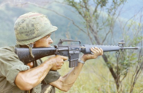 A rifleman with the 2nd Battalion, 505th Infantry of the 101st Airborne fires his M16A1 on full auto during Operation Cook.