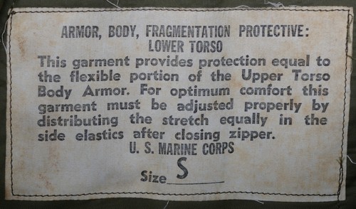 M1953 lower torso armor instruction label.