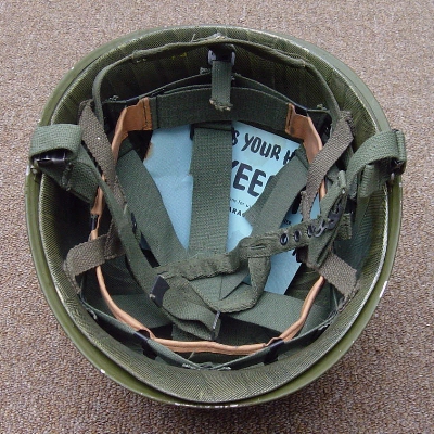 M1 helmet fitted with a parachutist's liner.