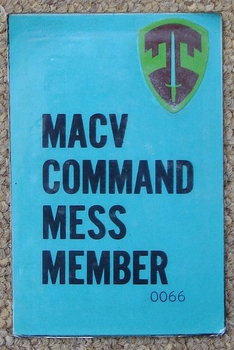 Wallet sized pass for the MACV Officers' Mess.