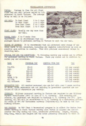The Marine Guide gave details of postal rates and monthly pay scales.