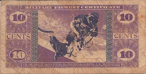 Back of the 681 series 10c Military Payment Certficate.