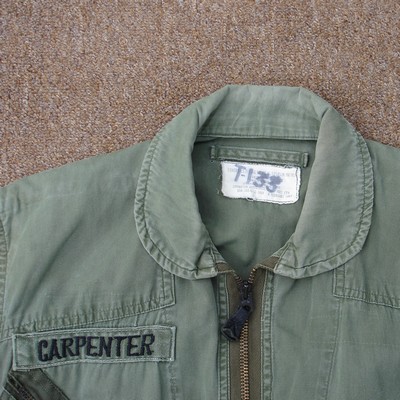 Locally made name tab on a pair of Olive Green K2B Flying Coveralls.