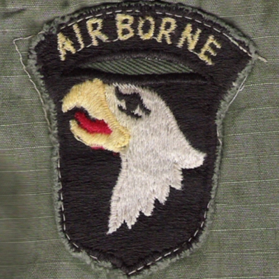 Locally made 101st Airborne ("The Screaming Eagles") shoulder sleeve insignia.