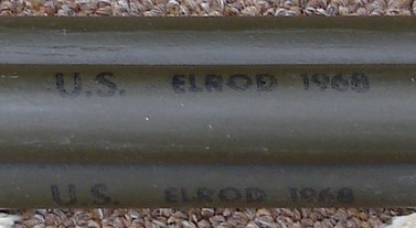 Manufacturers stamp on a set of 1968 dated shelter-half poles.