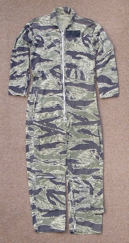 Tiger Stripe Flight Suit with seven pockets.