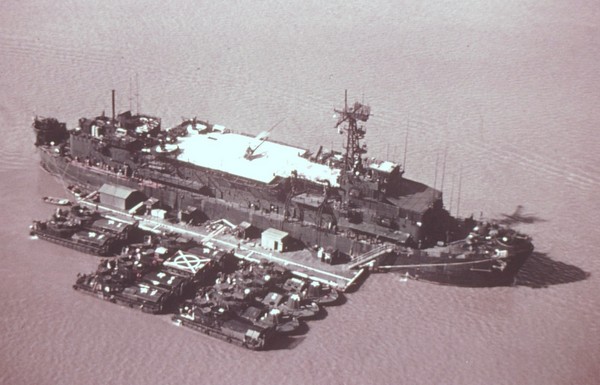 The APB (Auxiliary Personnel Barge) was a self-propelled barracks ship that supported riverine craft in the Mekong Delta.