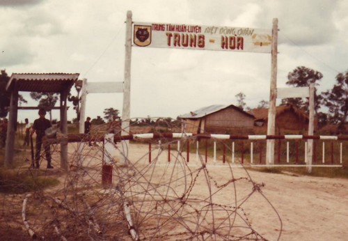 Entrance to the ARVN Ranger (BDQ) training camp at Trung Hoa in Hau Nghia Province, north west of Saigon  (III Corps).