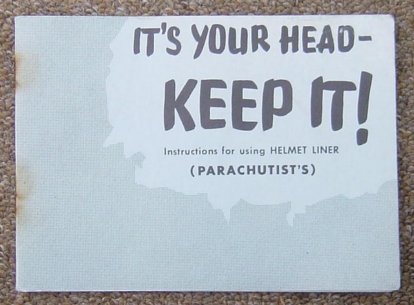 Parachutist's helmet liner manual.