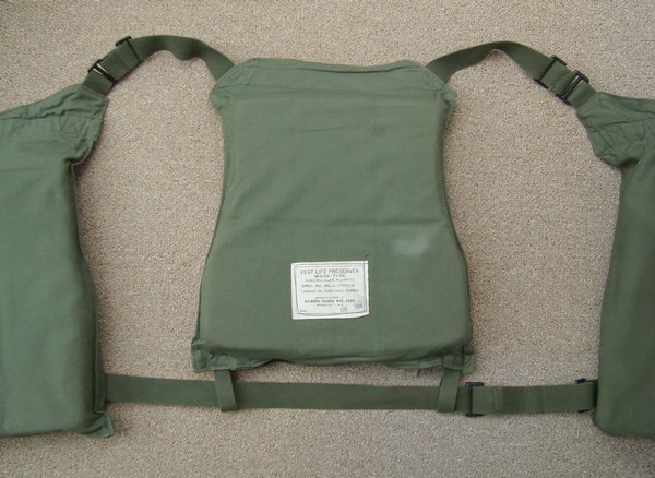 The Work Type Life Preserver was made from three separate buoyant pads - each covered with olive drab cotton.