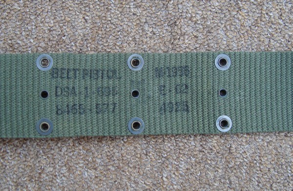 Vertical weave M1956 Belt stamp with FSN (8465-577-4925) and 1962 contract date.