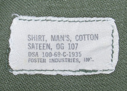 P64 Utility Shirt nomenclature and contract label.