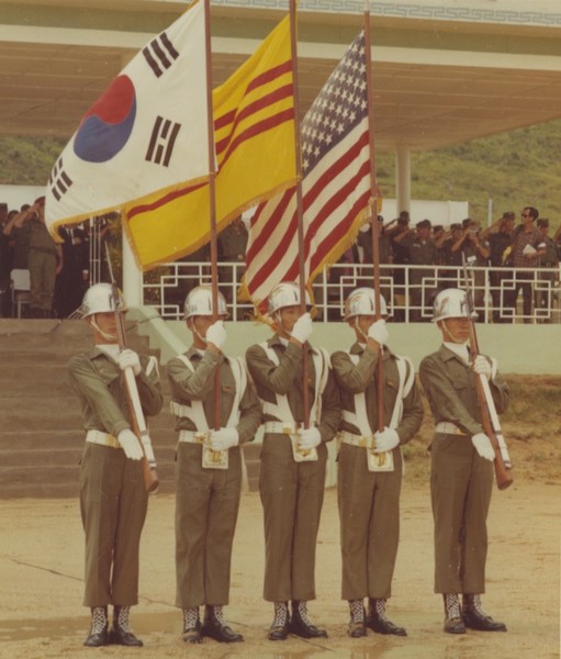The flags of South Korea, South Vietnam and the U.