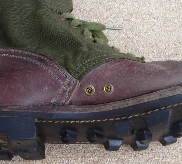 The Tropical Combat Boots had two screened drainage eyelets sunken into the inside arch.